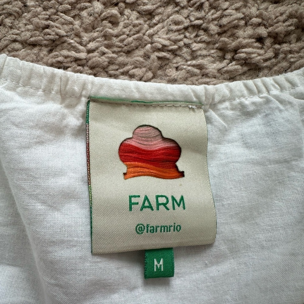 Farm Rio Flower-Embroidered Cotton Crop Top Size M - Picture 5 of 13